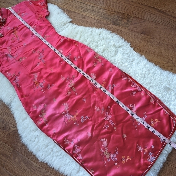 Vintage Chinese cheongsam dress Red women's Small - Picture 12 of 16